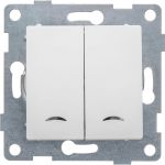 Механизм выключателя GUSI ELECTRIC 2 клавиши, индикатор, СУ, 10А, 250В, жемчуг С11В28-028 (артикул 17163049) – фото 1