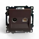 Розетка телевизионная + компьютерная RJ-45 STEKKER (механизм), gls00-7106-04, 75 ом, 5-862мгц, серия катрин, шоколад, 49185 (артикул 28528832) – фото 1