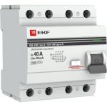 Устройство защитного отключения EKF ВД-100 4P 40А/30мА, тип А PROxima SQelcb-4-40-30-e-a-pro (артикул 16058447) – фото 1