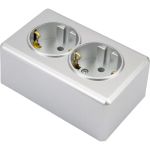 Розетка Vesta Electric vesta-electric mega silver двойная с заземлением FRZ00010222SRM (артикул 28171598) – фото 1