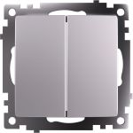 2-клавишный переключатель (механизм) STEKKER gls10-7107-03, 250v, 10а, серия катрин, серебро, 49168 (артикул 28528700) – фото 1