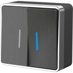 Выключатель WERKEL W5020104 двухклавишный с подсветкой Gallant графит рифленый a051340 (артикул 16074364) – фото 1