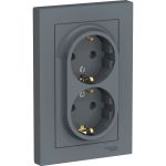 Розетка Schneider Electric AtlasDesign Грифель с/з двойная, 16А, в сборе SE ATN000724 (артикул 19936678) – фото 1