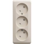 Тройная розетка Schneider Electric ЭТЮД, О/У без заземления, со штороками, 16А 250B кремовый PA16-010K (артикул 16314204) – фото 1