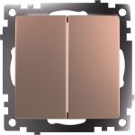 2-клавишный переключатель (механизм) STEKKER gls10-7107-02, 250v, 10а, серия катрин, шампань, 49169 (артикул 28528766) – фото 1