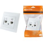 Розетка телефонная RJ11 + компьютерная RJ45, белая TDM Лама SQ1815-0019 (артикул 15516681) – фото 1