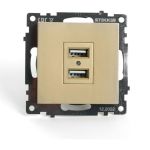 Механизм 2-местной usb розетки STEKKER 250в, 2,1а, серия катрин, золото, gls10-7115-08, 49229 (артикул 29814764) – фото 1