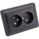 Двухместная розетка Schneider Electric WESSEN 59 Черный бархат б/з в сборе с рамкой RS16-254-68 (артикул 15171094) – фото 1