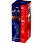 Шнур питания для подключения гирлянд ЭРА, IP65, 1,5 м, черный, каучук, 6А, 800Вт, 220В Б0051881 (артикул 19483668) – фото 1