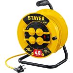 Силовой удлинитель на катушке STAYER ПВС 3x2.5 20м 4000Вт ip44 55064-20 (артикул 26942888) – фото 1