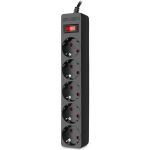 Фильтр SVEN sf-05e 3,0 м, 5 розеток, с защитными шторками, черный, цветная коробка SV-021566 (артикул 29279342) – фото 1