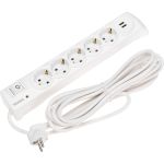 Сетевой фильтр KRANZ 5 гнезд, 5м, 3x1,5мм?, с автовыкл, 2 usb, белый 13-4701 (артикул 28395662) – фото 1