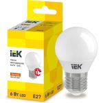 Светодиодная лампа IEK alfa g45 шар 6вт 230в 3000к e27 LLA-G45-6-230-30-E27 (артикул 27056876) – фото 1