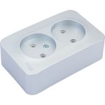 2-ая наружная розетка Schneider Electric Blanca алюминий, без заземления, без шторок, 16А, 250В SE BLNRA000213 (артикул 20632234) – фото 1
