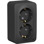 Розетка Schneider Electric Blanca о/у, двойная, с заземлением, со шторками, изол.пл., 16а, 250в, антрацит BLNRA011216 (артикул 25038483) – фото 1