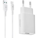 Сетевое зарядное устройство ROCKET 18W, USB-A и кабель USB-A,Type C RWCC505WH18AC-A (артикул 28947968) – фото 1