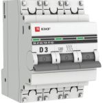 Автоматический выключатель EKF PROxima ВА 47-63, 3P, 3А, 4,5kA SQmcb4763-3-03D-pro (артикул 16145759) – фото 1