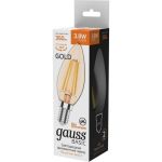Лампа Gauss basic filament свеча 3,8w 350lm 2400к е14 golden led 1/10/50 1037154 (артикул 29979428) – фото 1