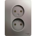2-местная розетка Schneider Electric скрытой проводки Glossa 16А IP20 250В без заземления в сборе платина GSL001220 (артикул 18154387) – фото 1