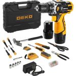 Аккумуляторная дрель-шуруповерт DEKO DKCD12FU-Li-Ion + набор инструментов 104 шт 063-4117 (артикул 16504199) – фото 1