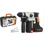 Аккумуляторный бесщеточный перфоратор WORX 20В, 4Ач x2, ЗУ 2А, кейс WX380 (артикул 28801454) – фото 1