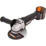 Угловая бесщеточная аккумуляторная шлифмашина WORX 125 мм, 20 В, бесщеточная, 4Ач х1, ЗУ 2А WX812 (артикул 16451865) – фото 1