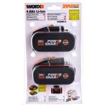Комплект из 2х Аккумуляторов 2х20В 4.0 А/ч . WORX WA3553.2 (артикул 16451871) – фото 1