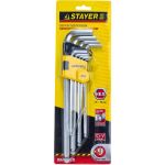 Набор имбусовых ключей, длинные с шариком 9 предметов STAYER MASTER 2741-H9-2 (артикул 13910400) – фото 1