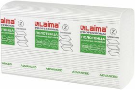 Бумажные полотенца LAIMA H2 ADVANCED 2-сл белые, КОМПЛЕКТ 21 пач, 24х21.6 см, 200 шт, Z-сложение 111337 (артикул 16289789) – фото 1