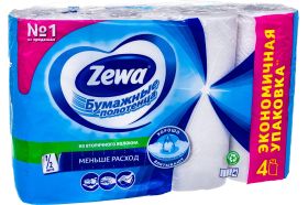 Полотенца бумажные бытовые ZEWA спайка 4 шт, 2-х слойные, белые 144099 126254 (артикул 16093150) – фото 1