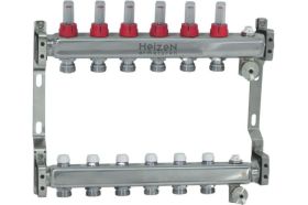 Коллекторная группа 1 Heizen нержавеющая сталь, 6 выходов на 3/4, IVR 802 180222506 (артикул 16306079) – фото 1