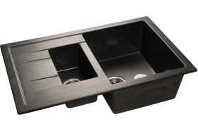Мойка GRANFEST QUADRO GF-Q--775KL мрамор, 1.5-чаши+крыло, 765х495 мм, черный Q-775 KL чер (артикул 16220664) – фото 1