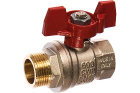 Шаровой кран RuB, 3/4" DN20 PN40, ВР-НР, серия MILANO (S.90), бабочка S90E26 (артикул 15786010) – фото 1
