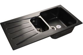 Мойка GRANFEST STANDART GF-S--940KL мрамор, 1.5 чаши+крыло, 940х495 мм, черный S-940 KL (артикул 16220206) – фото 1