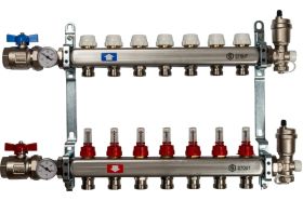 Коллектор из нержавеющей стали в сборе с расходомерами STOUT 7 выходов SMS 0907 000007 (артикул 15764631) – фото 1