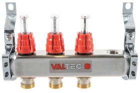 Коллекторная группа со встроенными расходомерами VALTEC в сборе, 1х3 выходов, Евроконус 3/4 VTc.586.EMNX.0603 (артикул 16006893) – фото 1