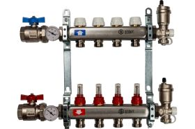 Коллектор из нержавеющей стали в сборе с расходомерами STOUT 4 выхода SMS 0907 000004 (артикул 15764628) – фото 1
