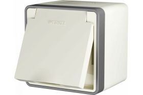 Розетка WERKEL WL15-02-04 влагозащищенная с заземлением с защитной крышкой и шторками Gallant a051546 (артикул 15777313) – фото 1