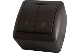 2-клавишный выключатель на 2 направления TDM открытой установки IP44 10А шоколад "Селигер" SQ1818-0212 (артикул 16533933) – фото 1
