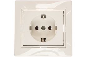 Розетка Lezard MIRA, с заземлением, ПБТ, белый с белой вставкой 701-0202-122B (артикул 16193104) – фото 1