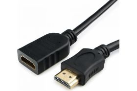 Удлинитель кабеля Cablexpert HDMI, 0.5м, v2.0, 19M/19F, черный CC-HDMI4X-0.5M (артикул 16206289) – фото 1