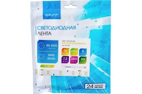 Светодиодная лента Apeyron 12В, 7,2Вт/м, smd5050, 30д/м, IP20, 360Лм/м, ширина подложки 10мм, 5м/00-149 (артикул 18412747) – фото 1