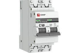 Автоматический выключатель EKF, 2P 50А 4,5kA ВА 47-63 PROxima mcb4763-2-50C-pro (артикул 16364584) – фото 1