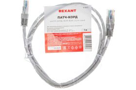 Патч-корд REXANT UTP категория 5e, LSZH, длина 1 метр, неэкранированный, серый 18-8002 (артикул 16197296) – фото 1