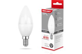 Светодиодная лампа REXANT Свеча CN 7,5 Вт E14 6500 K холодный свет 604-019 (артикул 19903834) – фото 1