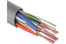 Кабель REXANT UTP 4PR 24AWG, CU , CAT5e, 100 МГц, PVC, серый, бухта 100 м 01-0043-100 (артикул 16197329) – фото 1