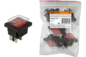 Клавишный переключатель TDM YL-208-01, черный корпус, красная клавиша, влагозащищенный, 2з SQ0703-0018 (артикул 16060738) – фото 1