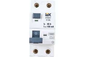 Выключатель дифференциального тока IEK ARMAT R10N 2P 40А 100мА тип A AR-R10N-2-040A100 (артикул 21316534) – фото 1