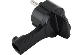 Угловая плоская вилка за шкаф с/з, 16А, черная, FLAT PLUG Electraline 55045 (артикул 15480190) – фото 1