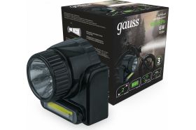 Налобный фонарь Gauss модель GFL309 6W 180lm Lead acid 800mAh LED 1/12/72 GF309 (артикул 18342733) – фото 1